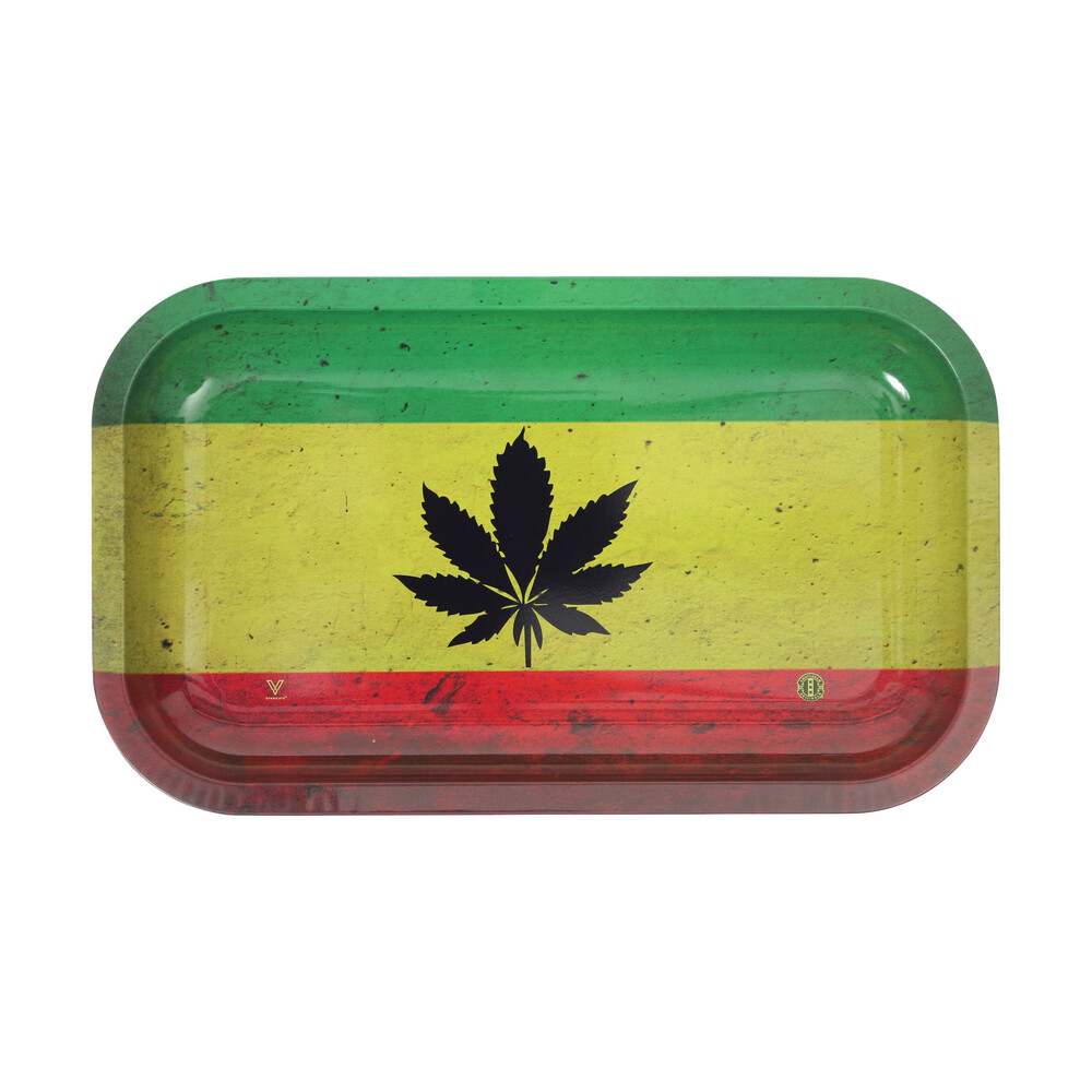 Metal Rolling Tray 420 Cannabis Leaf for Makeup and Weed Medium 11x7.5 