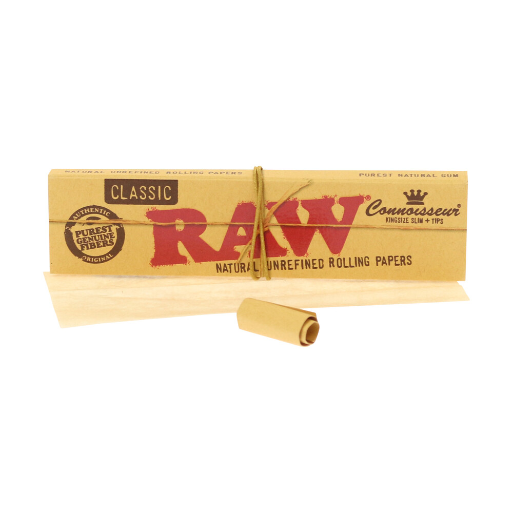 ? Raw Classic Connoisseur King Size Slim Rolling Papers and Tips Smartific 716165174028