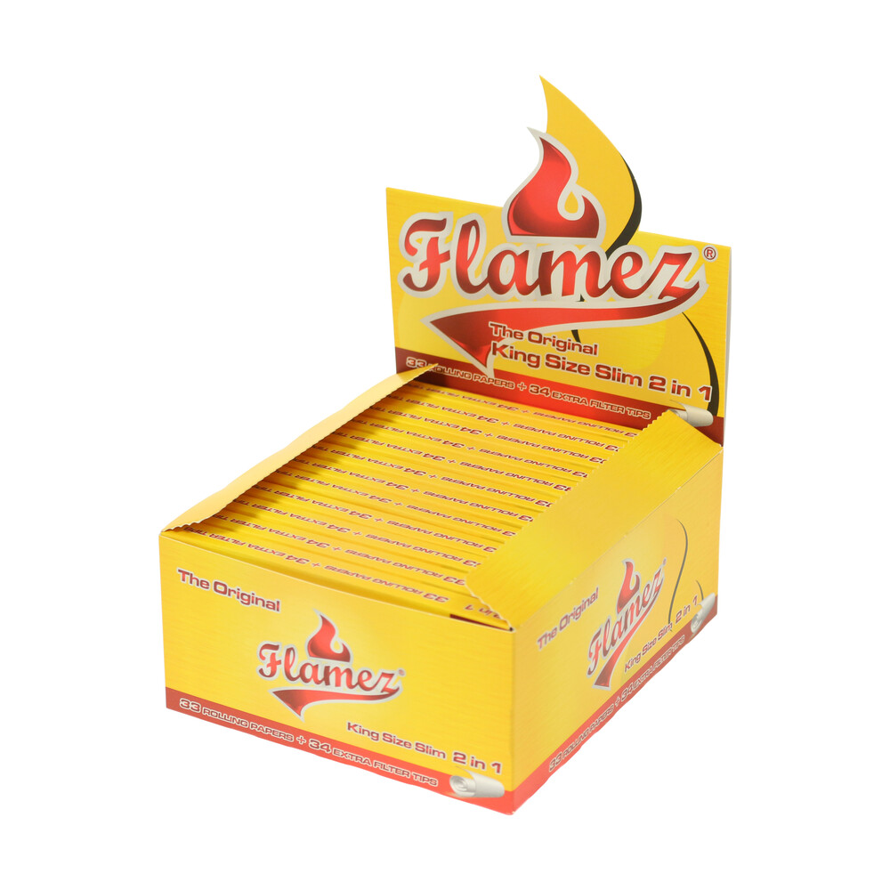 ? Flamez Yellow King Size Slim Rolling Papers with Tips Smartific 8595134503142