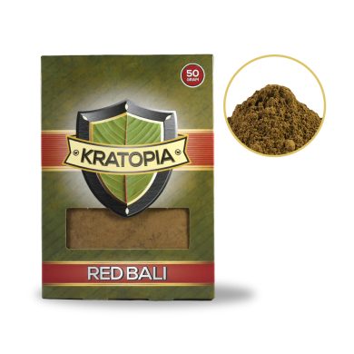 Red Bali Kratom front view + contents Kratopia